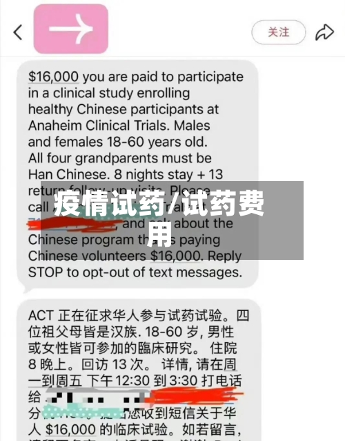 疫情试药/试药费用