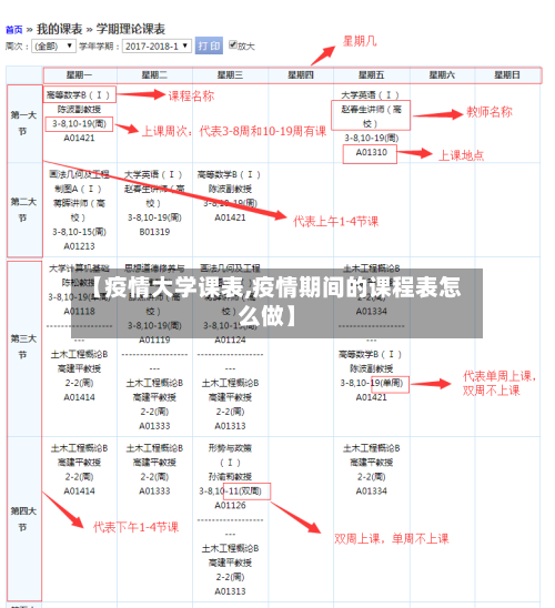 【疫情大学课表,疫情期间的课程表怎么做】